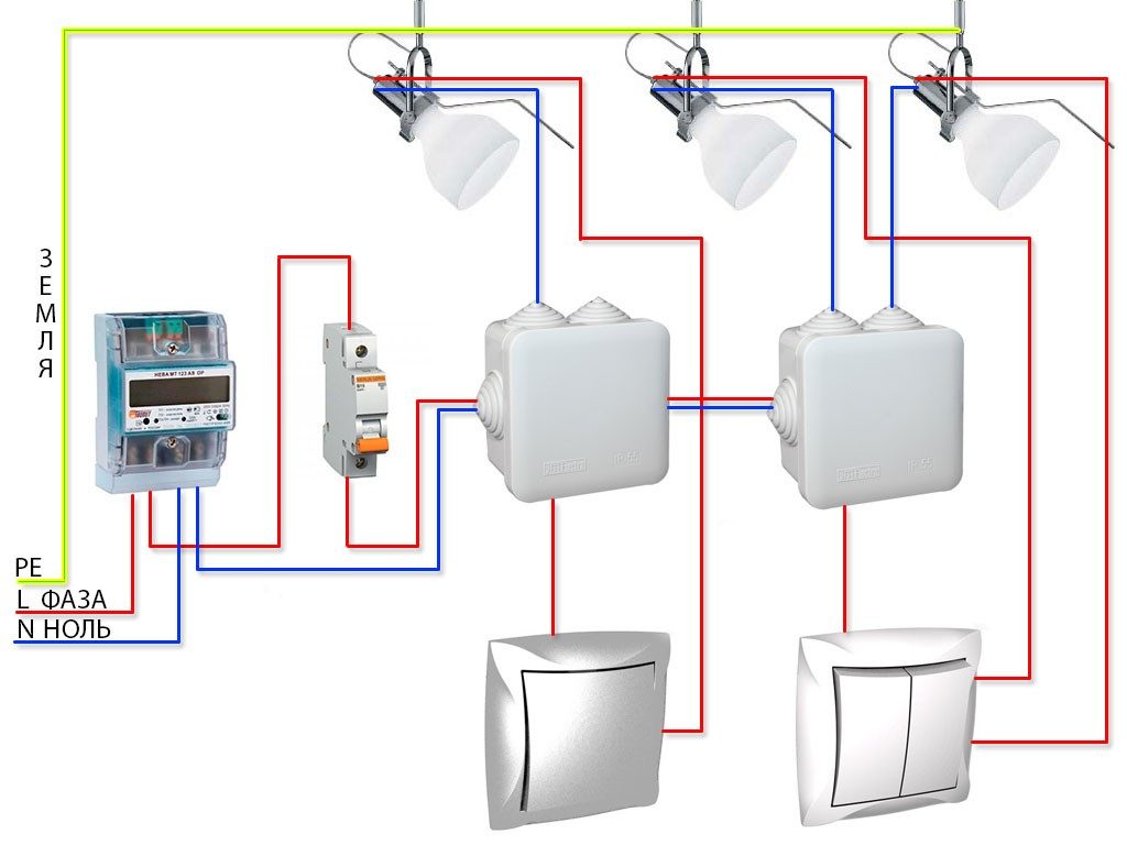 Схема электропроводки света