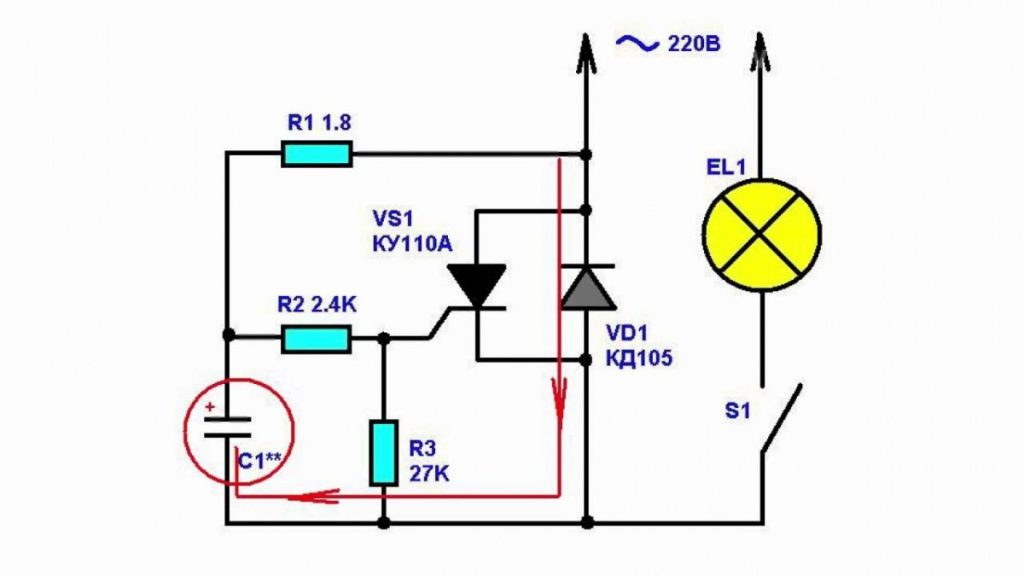Схема выключателя на симисторе