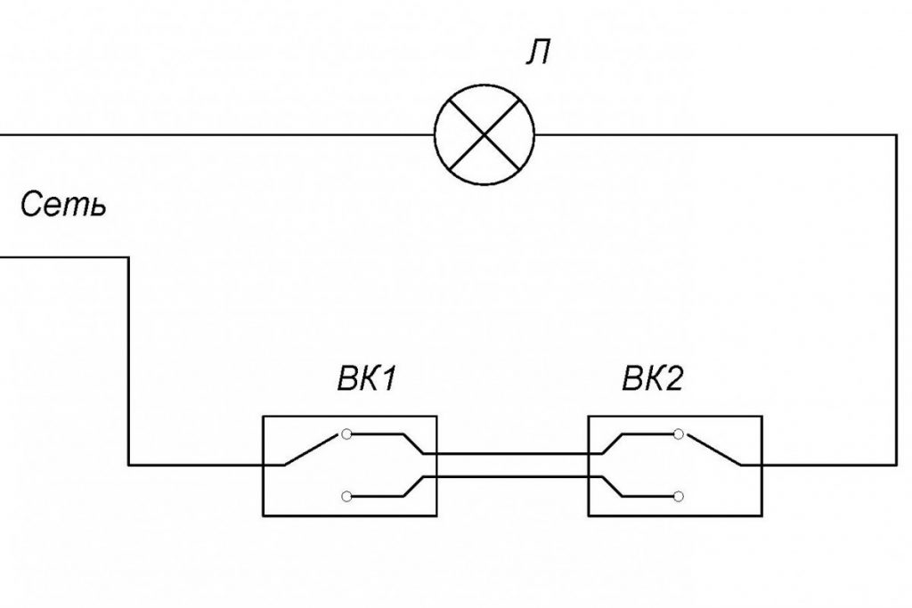 Подсоединение проходного выключателя схема